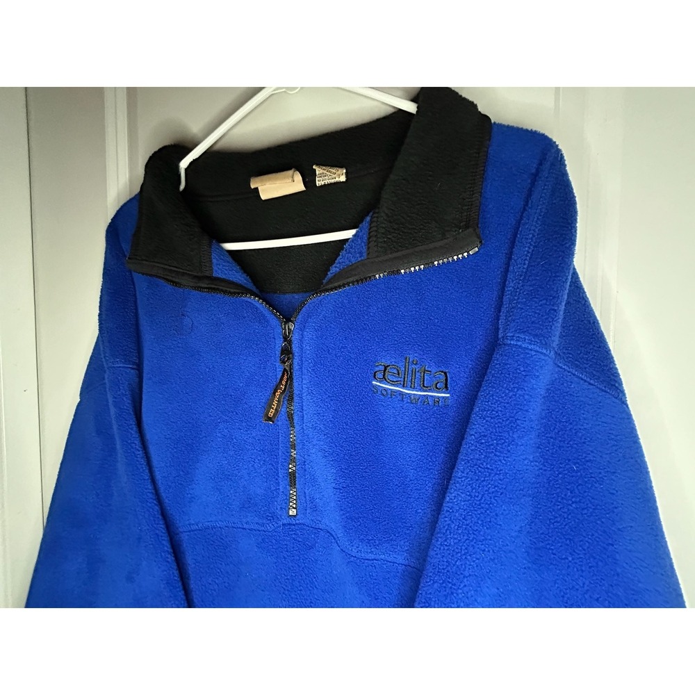 Vintage 90's Aelita Software Embroidery Blue Fleece Quarter Zip Sweatshirt Sz XL